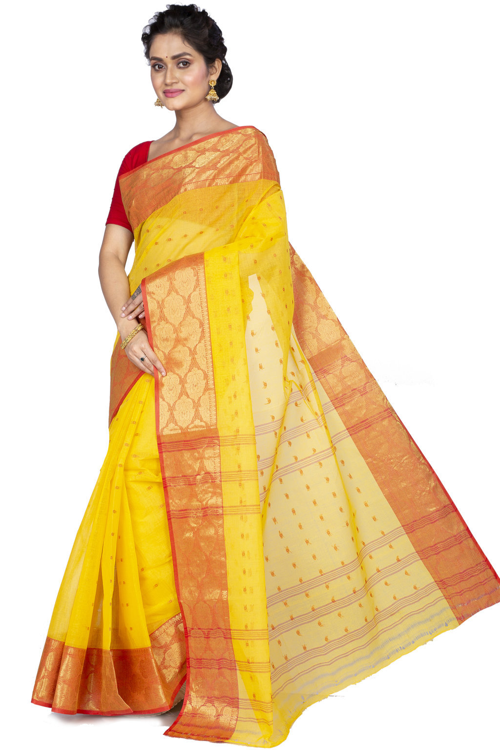 Yellow Pure Cotton Asmani Tant Saree (180)